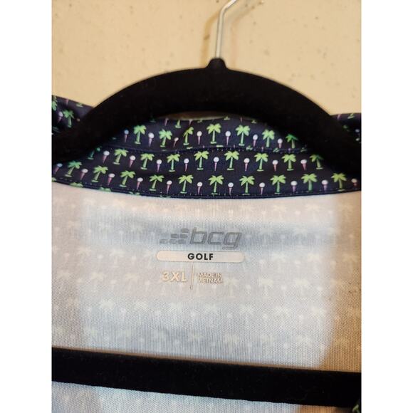 BCG Golf Men's Blue Tree Pattern Short Sleeve Collared Golf Polo Shirt Size 3XL - Picture 4 of 7